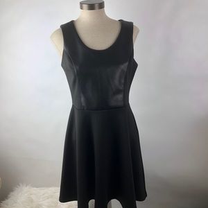 Julila black sleeveless dress faux leather detail